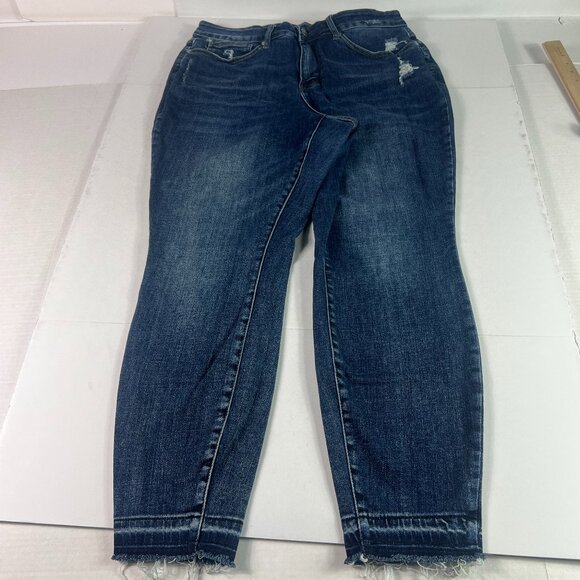 Judy Blue Jeans Women's Plus 34x28* Skinny High Rise Blue Raw Hem Denim Tag 18W - Picture 1 of 16